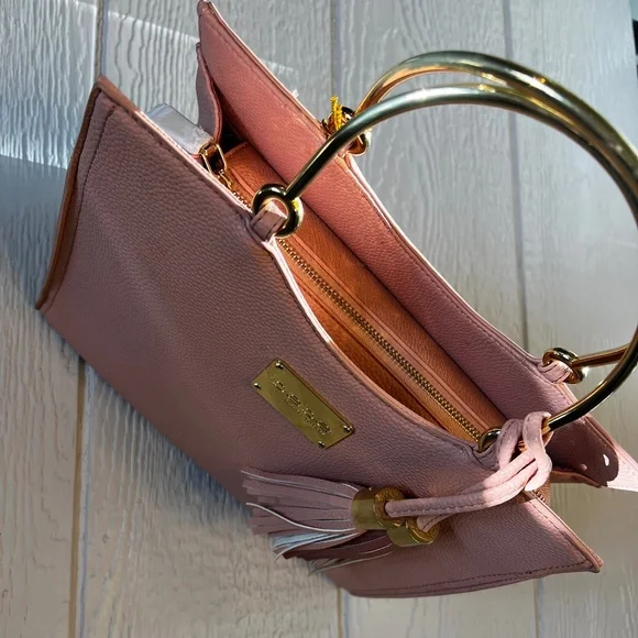 Vegan Leather [bebe] Pink NWT Convertible Handbag | Purse Tassels Gold Hardware - Picture 3 of 16